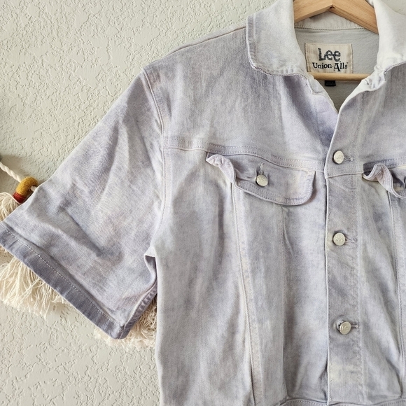 Lee Union Alls Acid Wash Purple Short Sleeve Romper Shortalls Basics Boho M - Picture 7 of 12